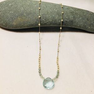 Blue Topaz Necklace w/ Moonstone & Aquamarine